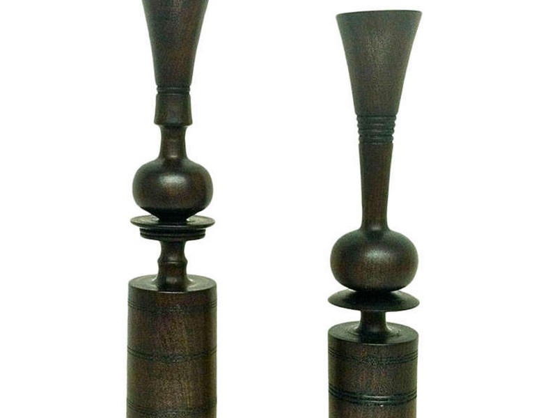 Turned Wooden Candlesticks