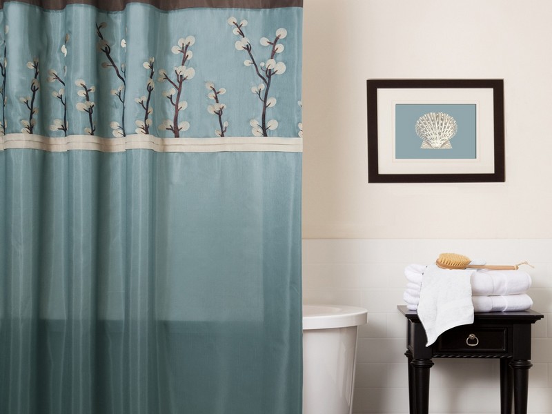 Turquoise And Brown Shower Curtain