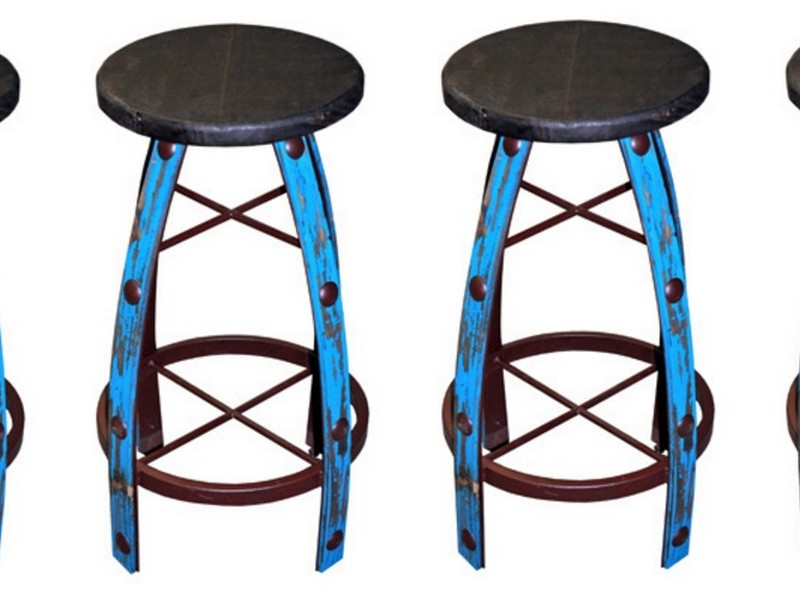 Turquoise Metal Bar Stools