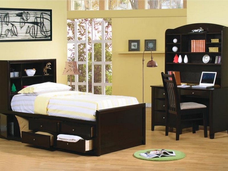 Twin Bed With Bookcase Headboard And Storage