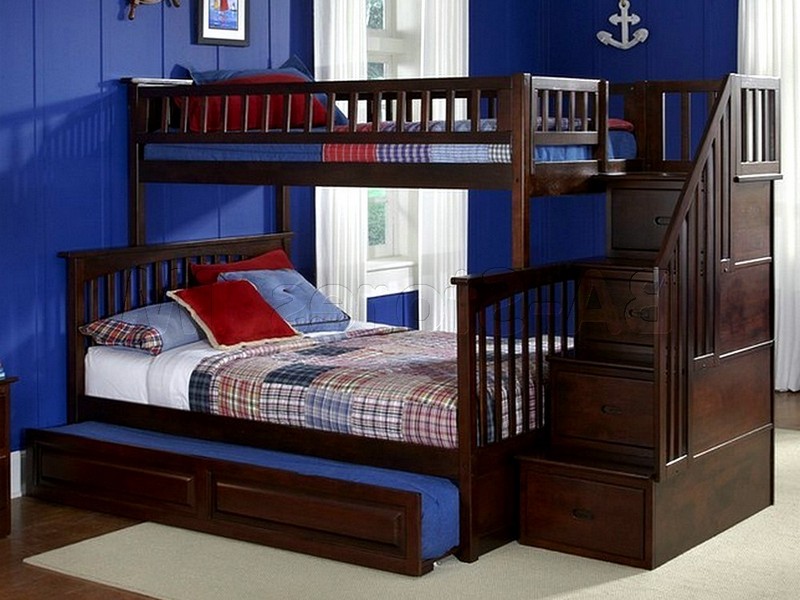 Twin Over Full Bunk Bed With Trundle And Stairs