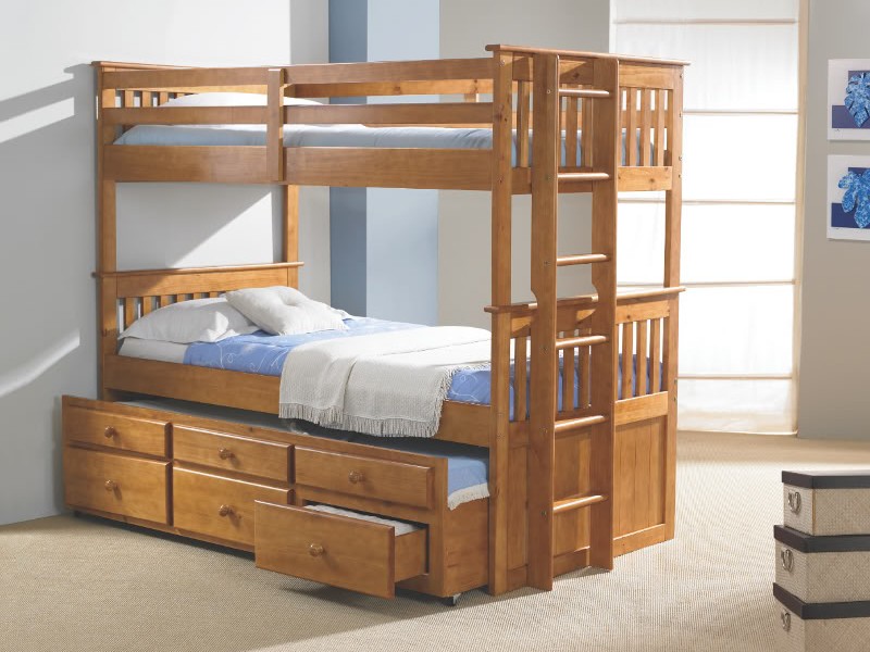 Twin Over Queen Bunk Bed With Trundle