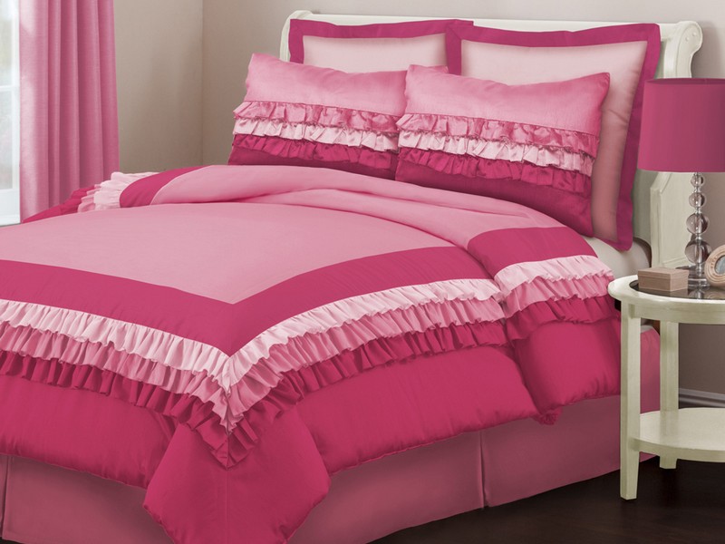 Twin Size Pink Ruffle Bedding