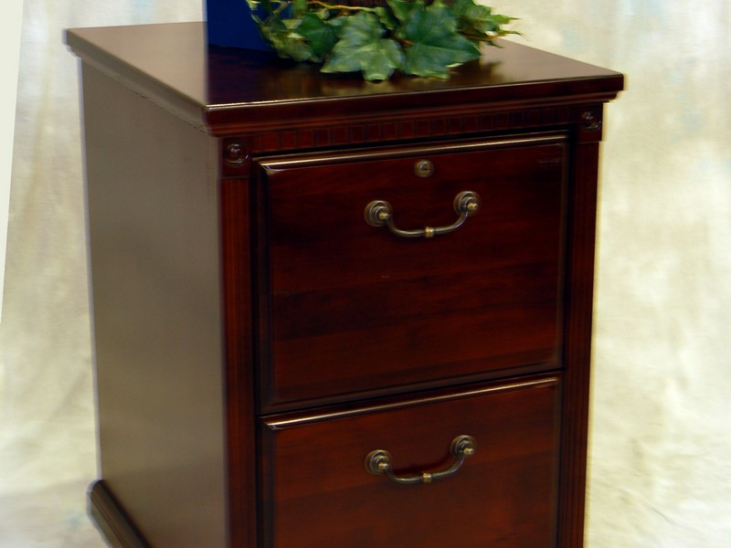 Two Drawer Wood File Cabinet On Wheels