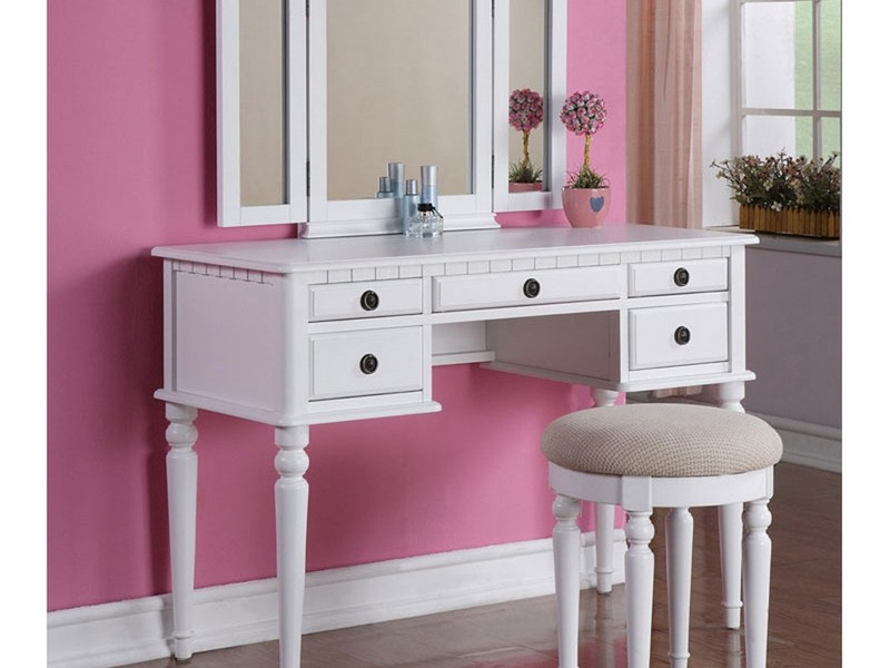 Vanity Dresser With Mirror And Stool