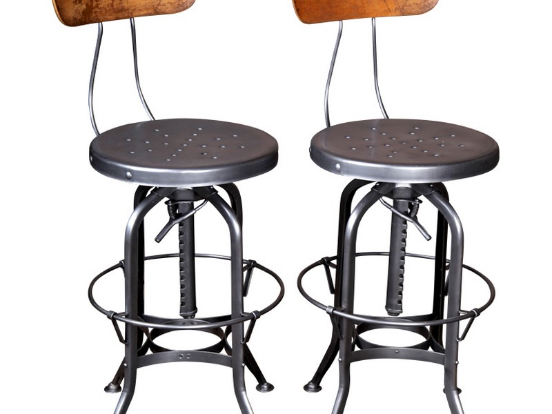 Vintage Industrial Bar Stools With Backs