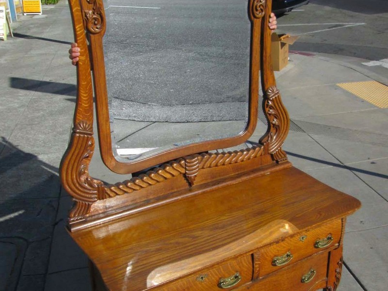 Vintage Oak Dresser With Mirror