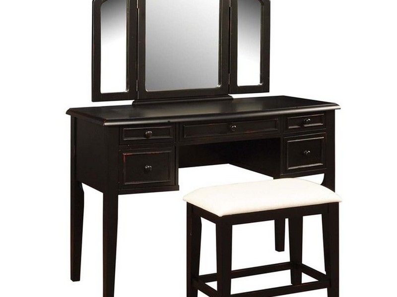 Vintage Vanity Table With Mirror And Bench