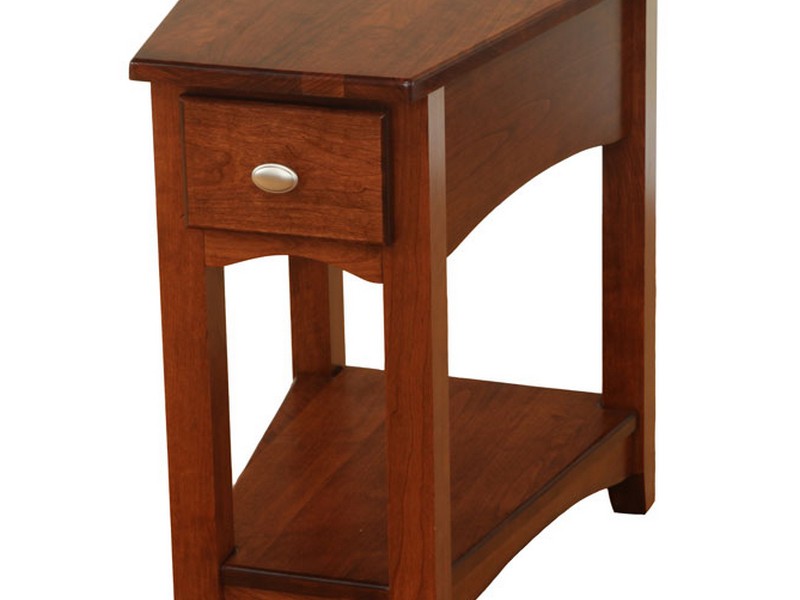 Wedge End Table With Drawer