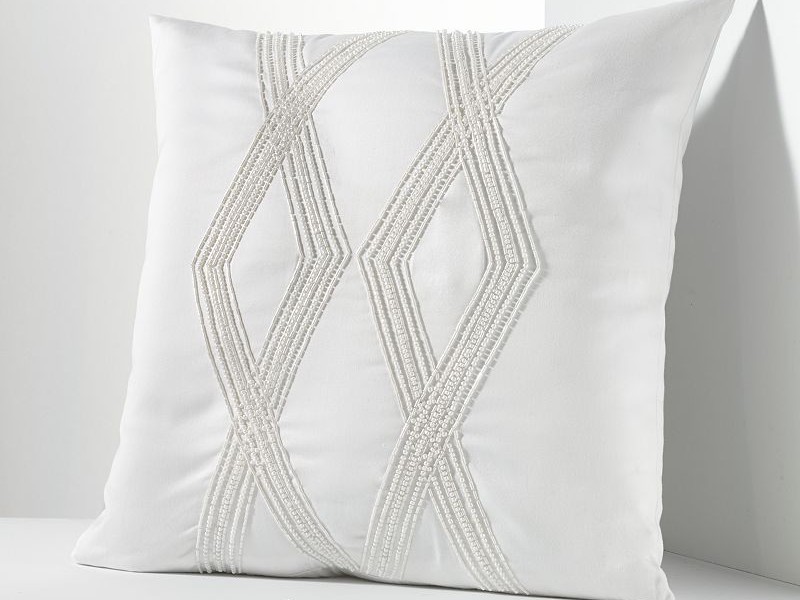 White Beaded Throw Pillows