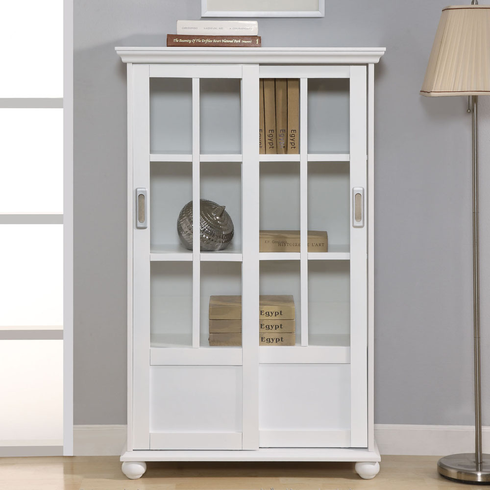White Bookcases With Glass Doors