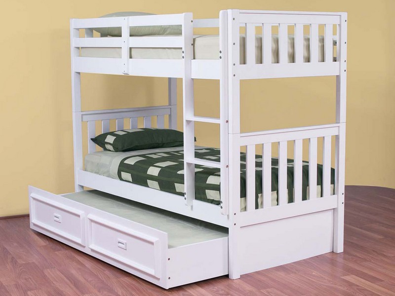 White Bunk Bed With Trundle