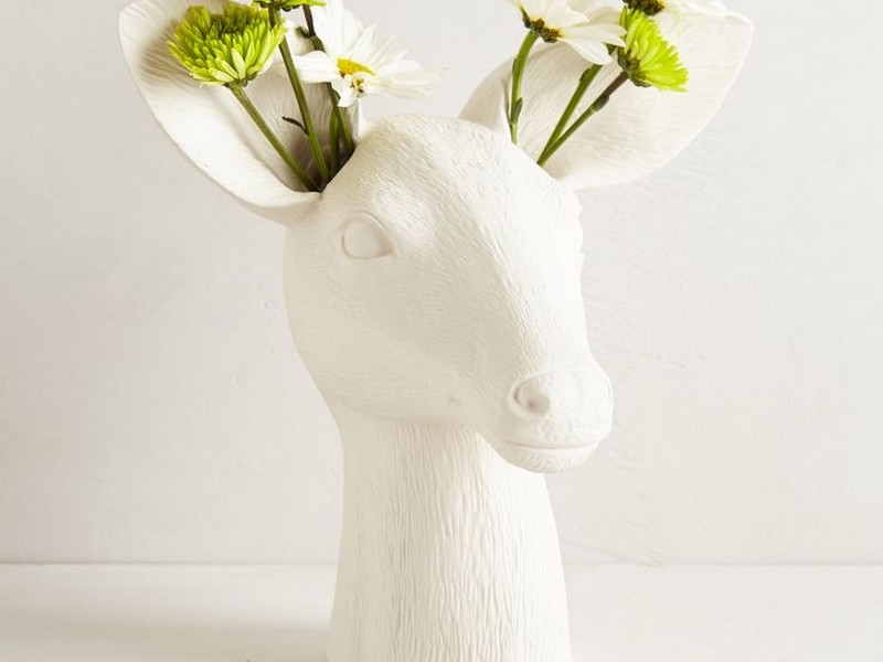 White Ceramic Deer Head Vase