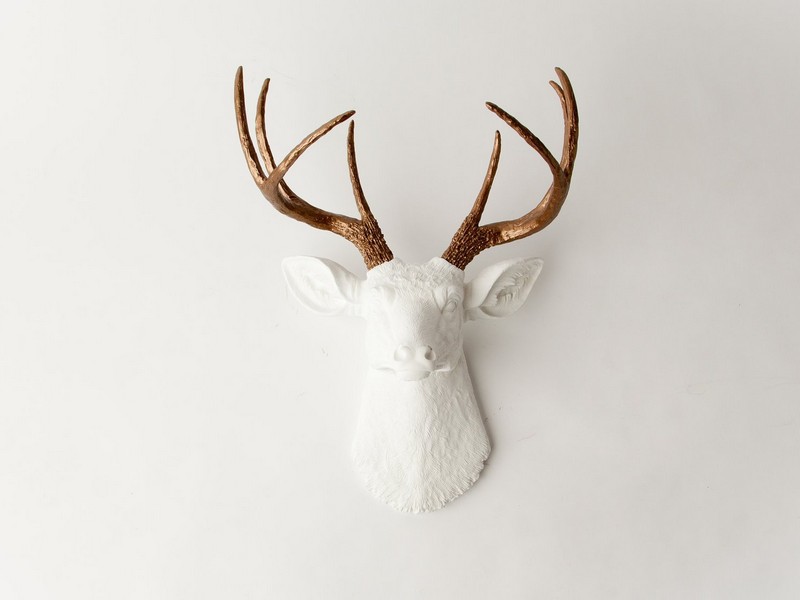 White Ceramic Deer Head Wall Mount