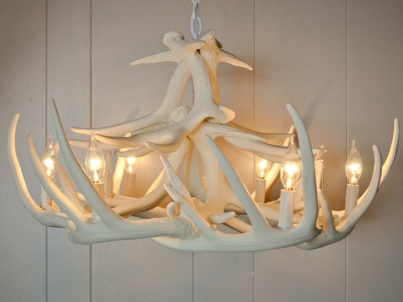 White Deer Antler Chandelier