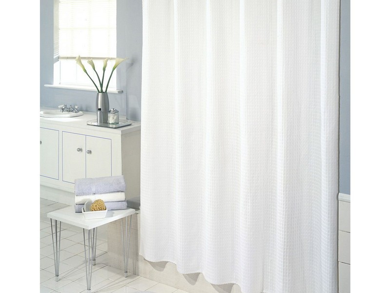 White Fabric Shower Curtain