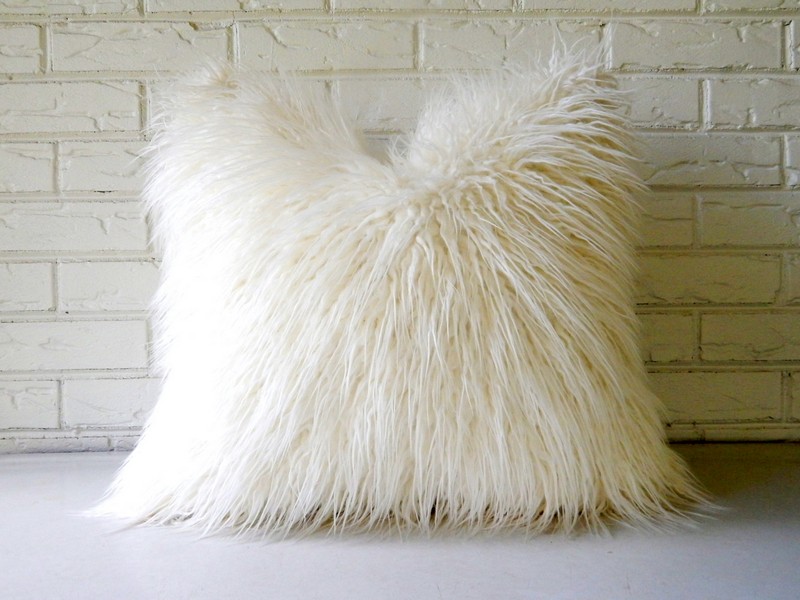 White Faux Fur Pillow Covers