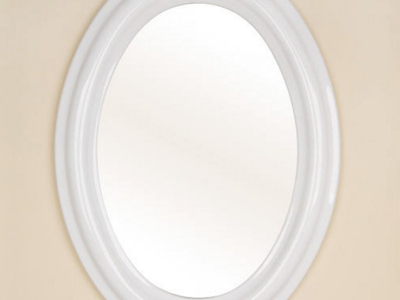 White Framed Oval Bathroom Mirror