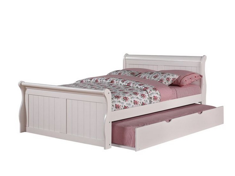 White Full Bed With Trundle