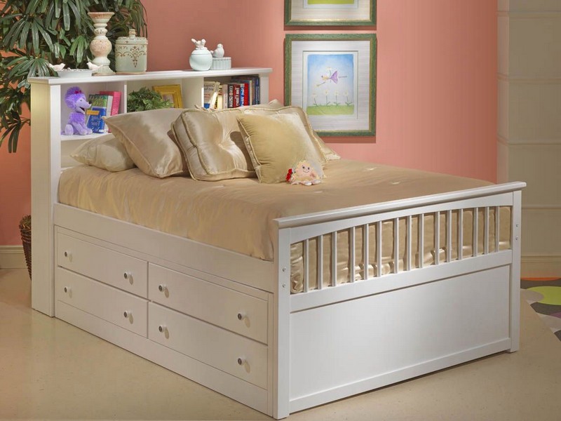 White Full Trundle Bed