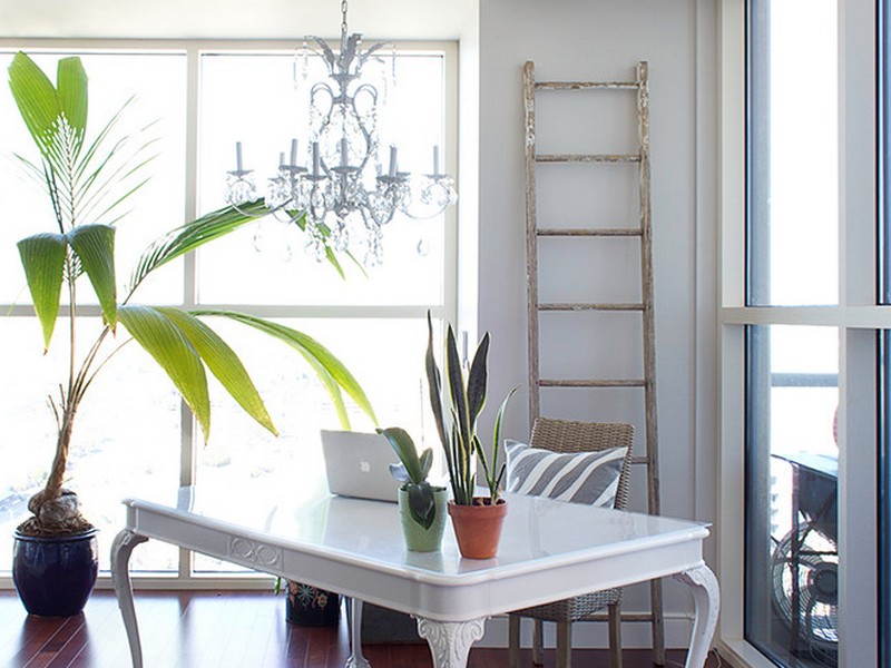 White Lacquer Antler Chandelier