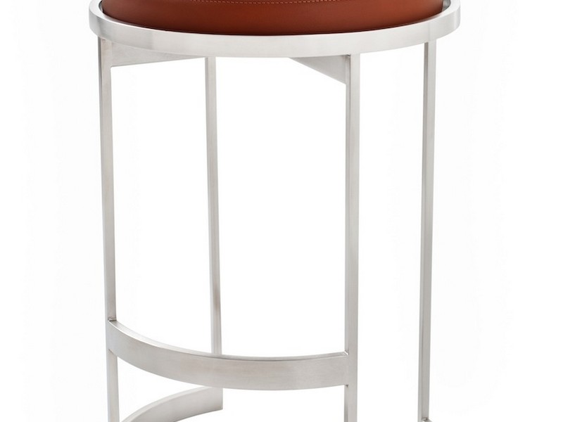 White Leather Backless Counter Stools