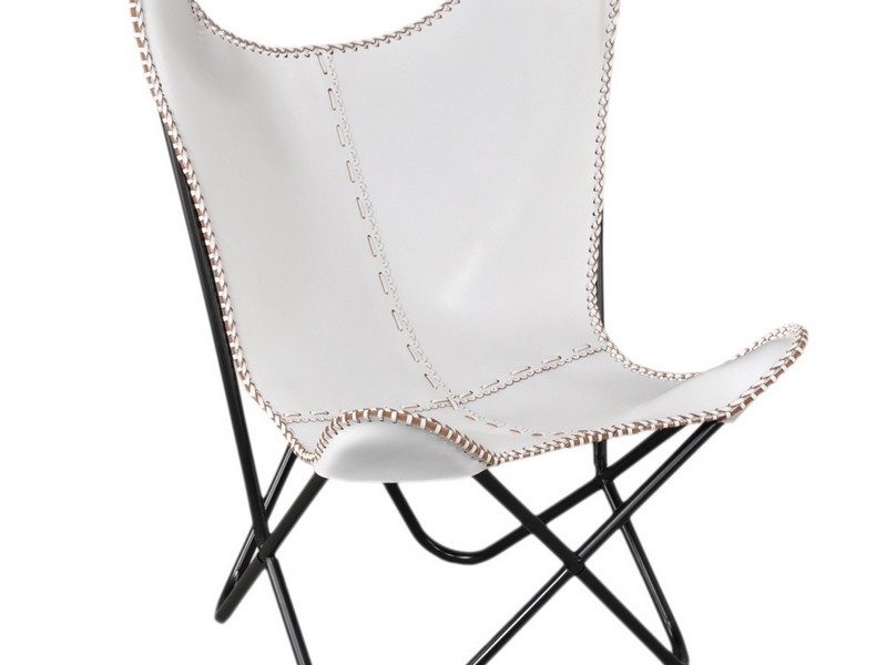 White Leather Butterfly Chair