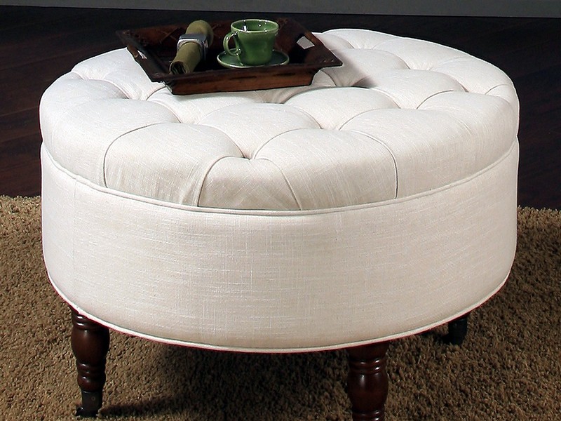 White Leather Ottoman Coffee Table