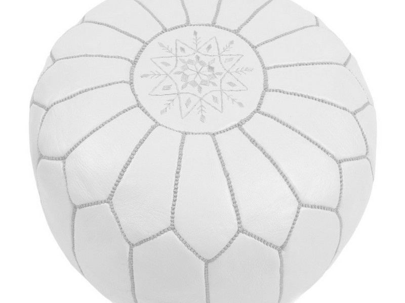 White Leather Pouf