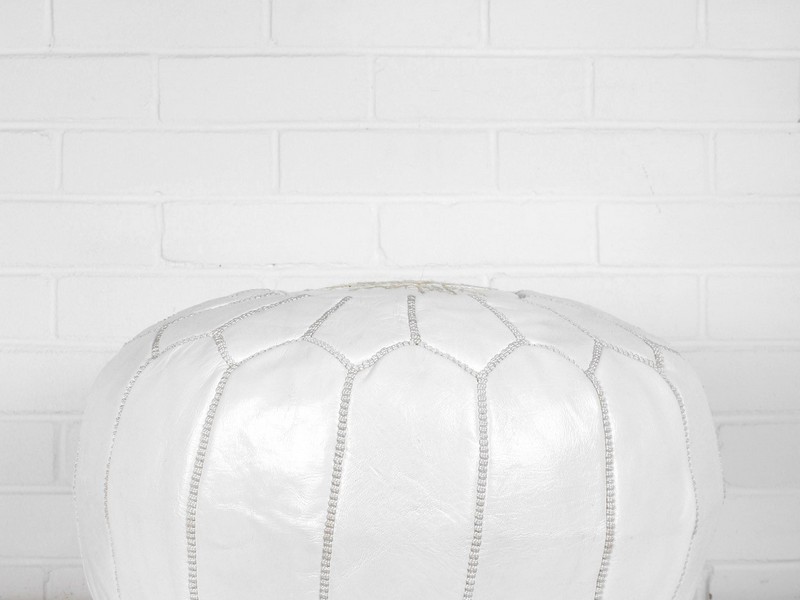 White Leather Pouffe Uk