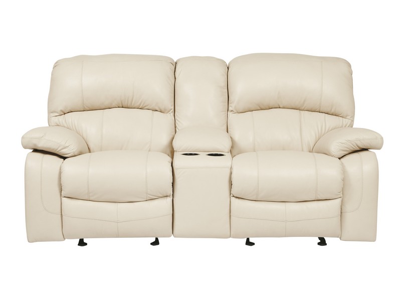 White Leather Reclining Loveseat