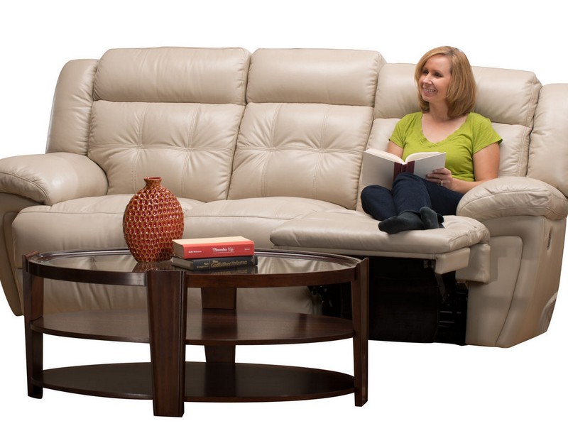 White Leather Reclining Sofa