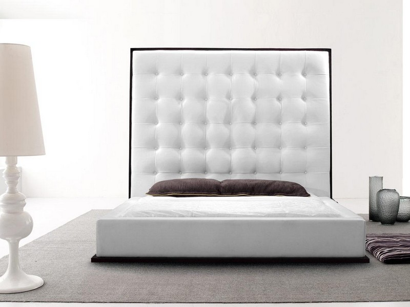 White Leather Tufted Headboard