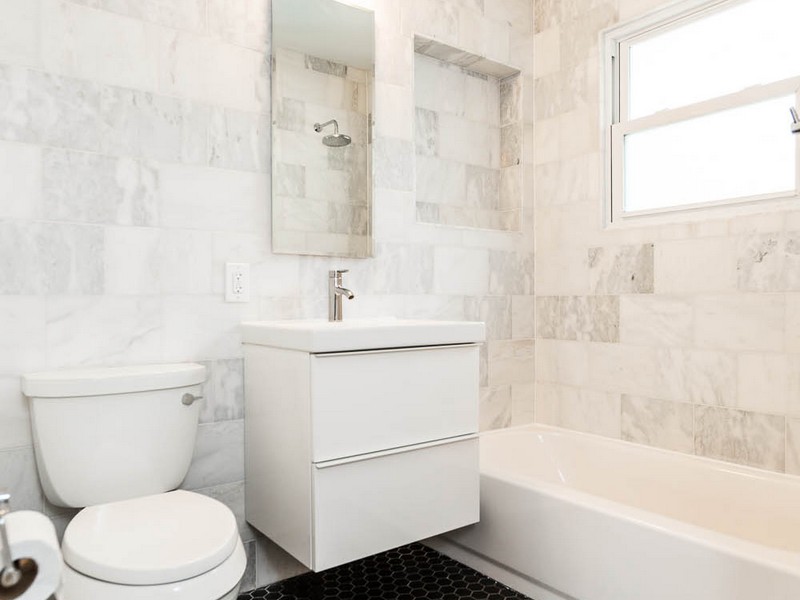 White Penny Tile Bathroom