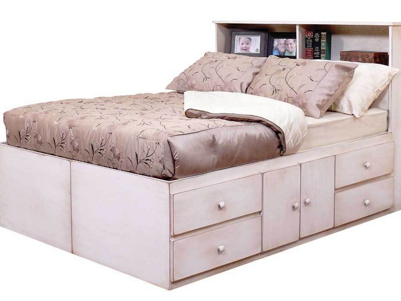 White Queen Bed With Storage Drawers