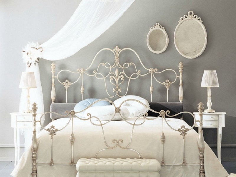 White Rod Iron Headboard