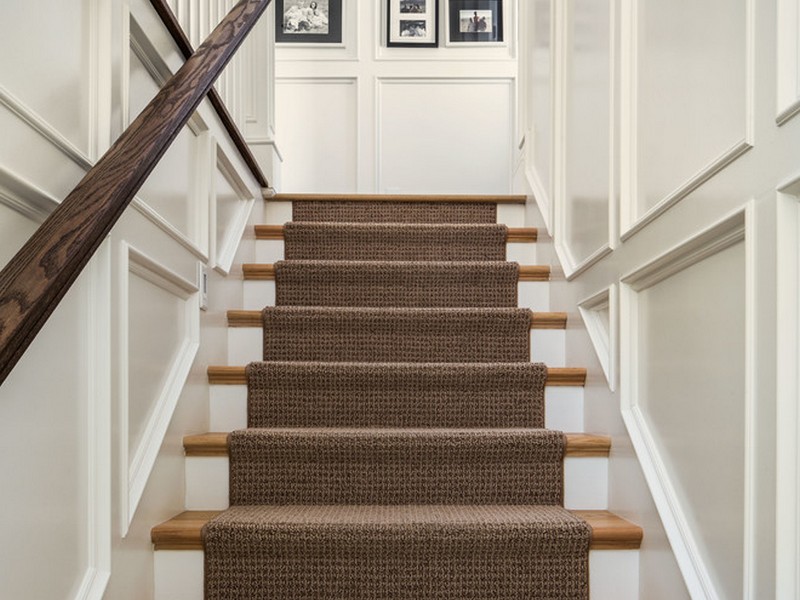 White Stairs With Carpet Runner