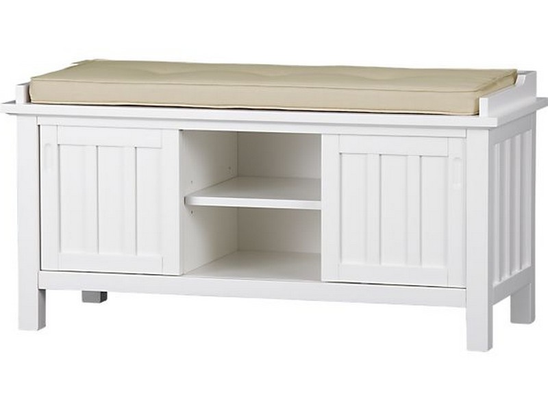 White Storage Bench With Cushion