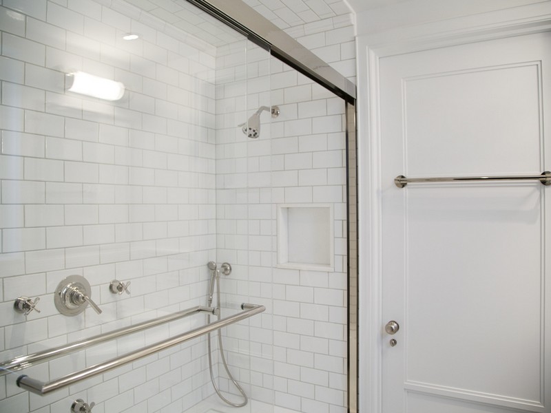 White Subway Tile In Bathroom