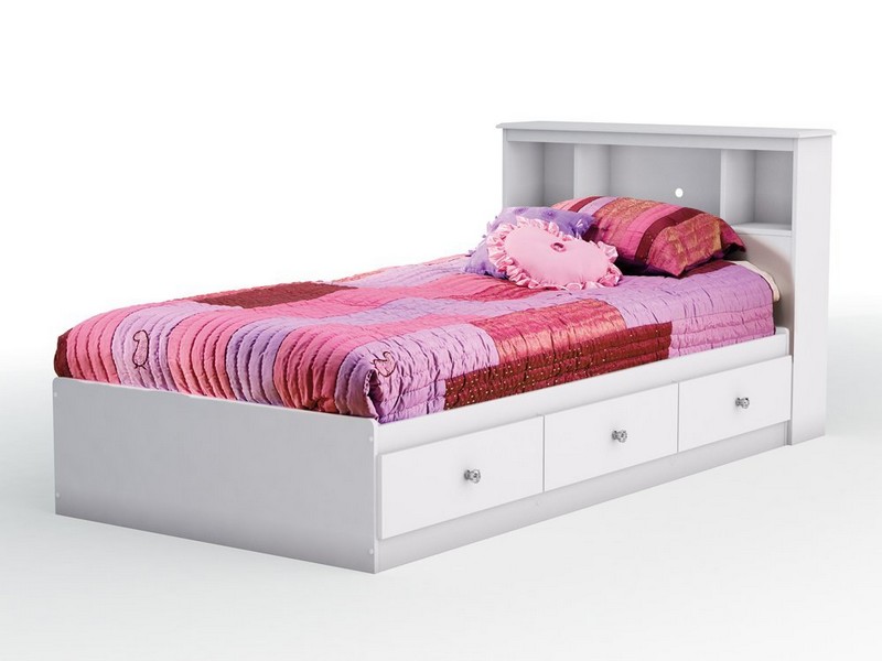 White Twin Bed With Storage Drawers