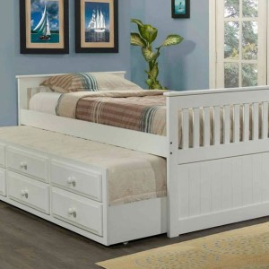 White Twin Trundle Bed With Storage