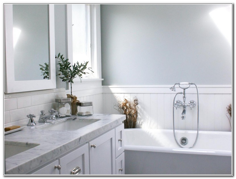 White Wainscoting In Bathroom