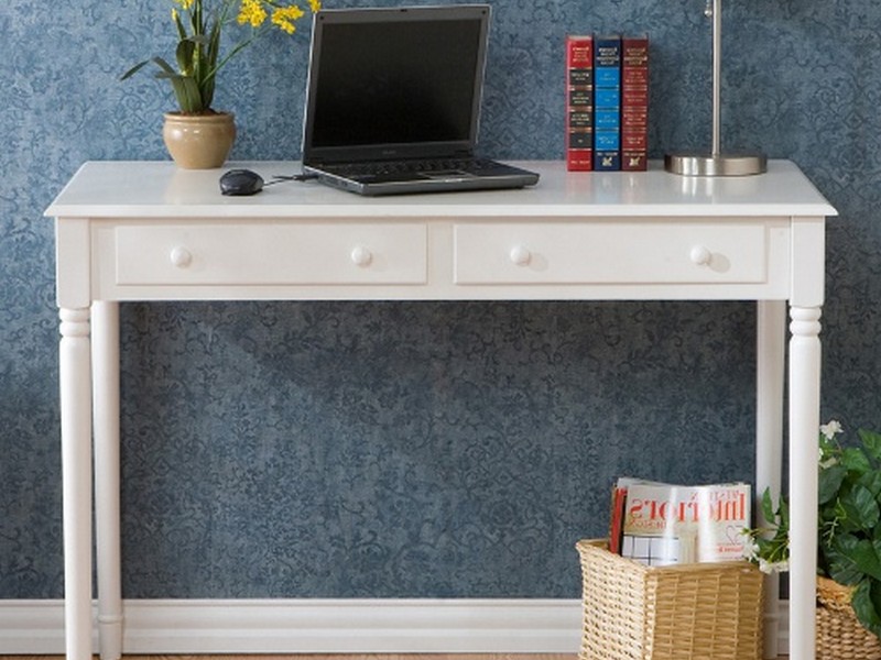 White Writing Desk With Drawers