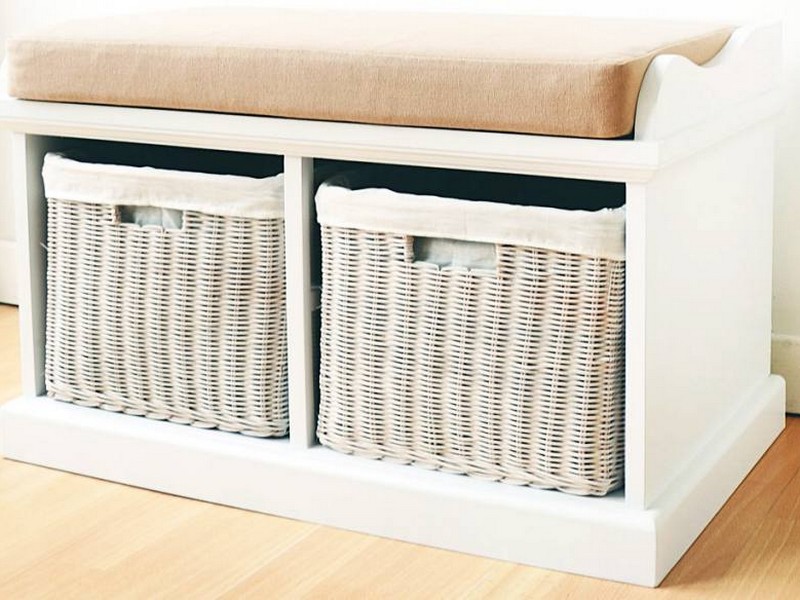 Wicker Bench Seat With Storage