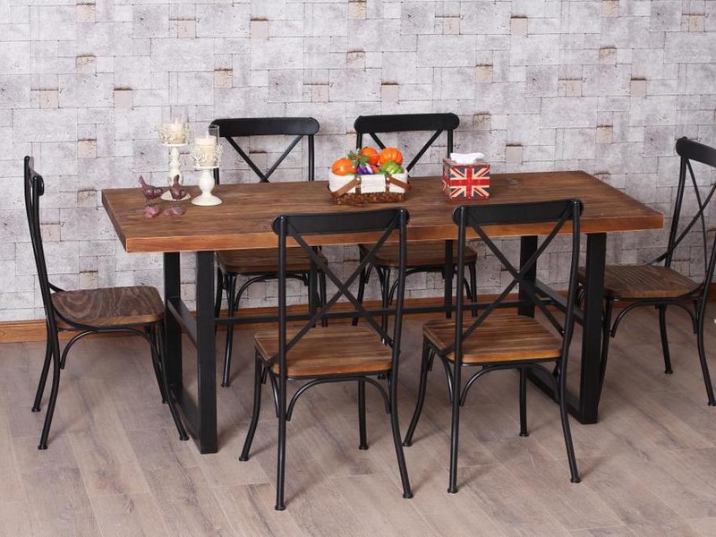 Wood And Iron Dining Table