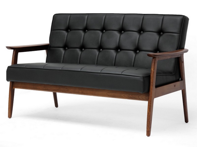 Wood Frame Leather Couch