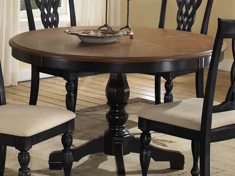 Wood Pedestal Dining Table Set