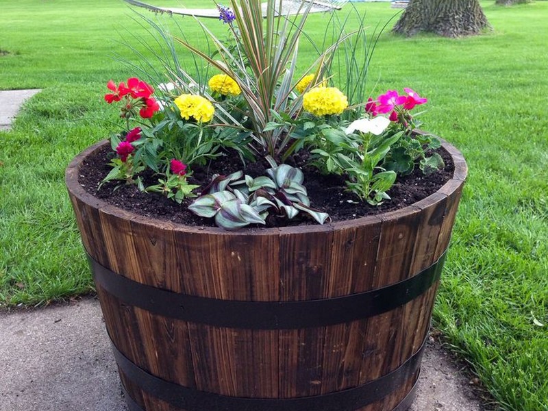 Wooden Barrel Planters Home Depot