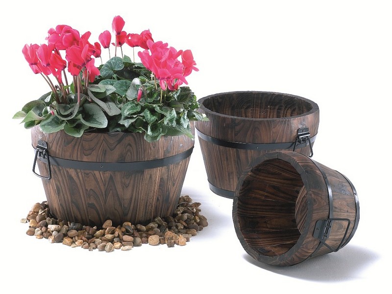 Wooden Barrel Planters Uk