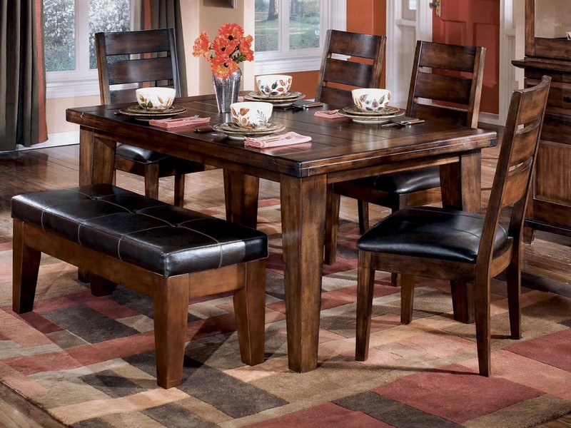 Wooden Bench Style Dining Table